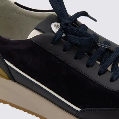 Brunello Cucinelli Suede And Smooth Material Flat Shoes With Contrasting Sole