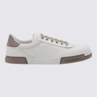Dolce & Gabbana Portofino Yatch Sneakers In Calfskin Color White And Dove Grey In White