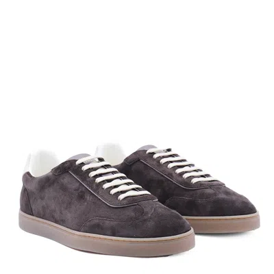 Brunello Cucinelli Suede Sneakers In Gray