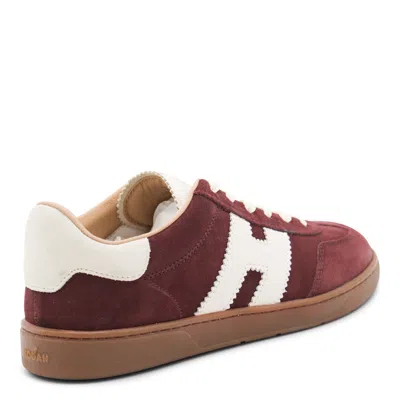 Hogan Burgundy Suede Low-top Sneakers With Contrasting Logo