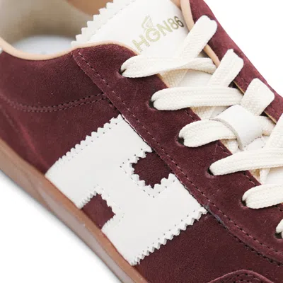Hogan Burgundy Suede Low-top Sneakers With Contrasting Logo