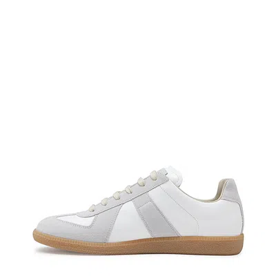 Maison Margiela Low-top Leather Sneakers With Contrasting Details In White