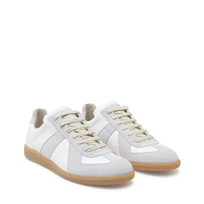Maison Margiela Low-top Leather Sneakers With Contrasting Details In White