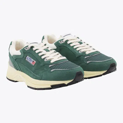 Autry Hyperway Low Malachite And Silver Mesh And Suede Sneakers In Green