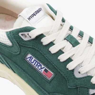 Autry Hyperway Low Malachite And Silver Mesh And Suede Sneakers In Green