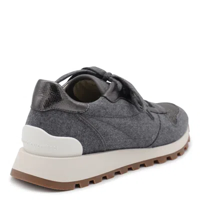 Brunello Cucinelli Dark Grey Leather Sneakers