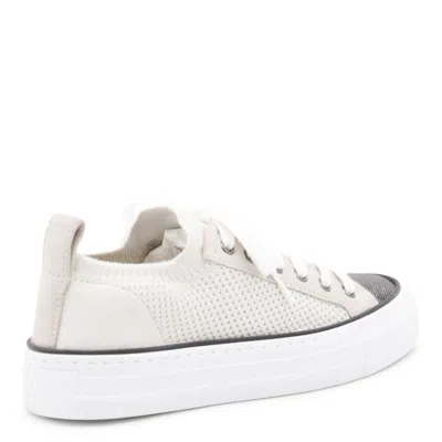 Brunello Cucinelli White Low Top Sneaker With Tab On The Heel