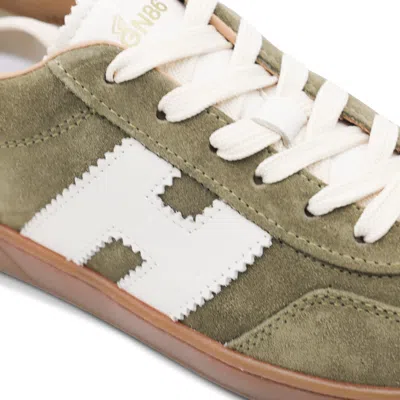 Hogan Sneakers With Suede Panels And Rubber Sole In Green