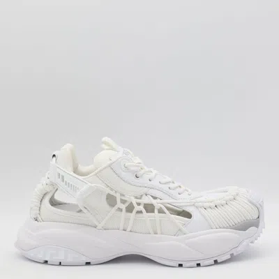 Versace Panelled White Sneakers With Cut-out Detailing In White