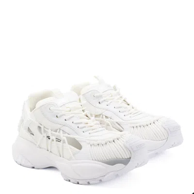 Versace Panelled White Sneakers With Cut-out Detailing In White