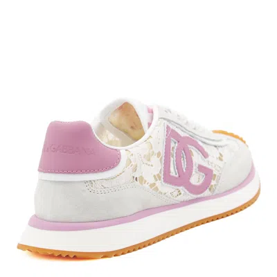 Dolce & Gabbana White Low Top With Lace Details And Dg Patch On The Side