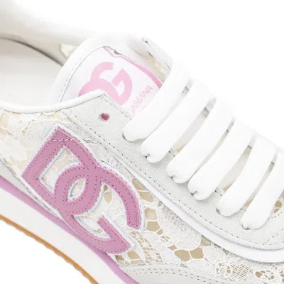 Dolce & Gabbana White Low Top With Lace Details And Dg Patch On The Side
