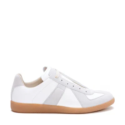 Maison Margiela White Sneakers With Smooth And Textured Accents In Neutral