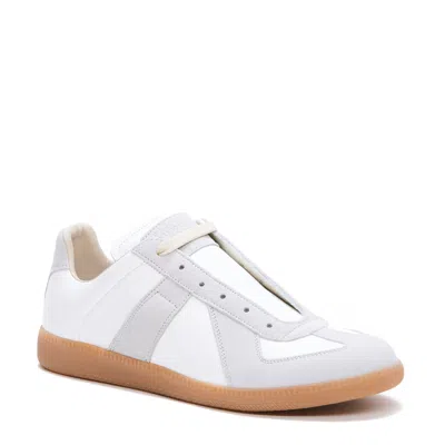 Maison Margiela White Sneakers With Smooth And Textured Accents In Neutral