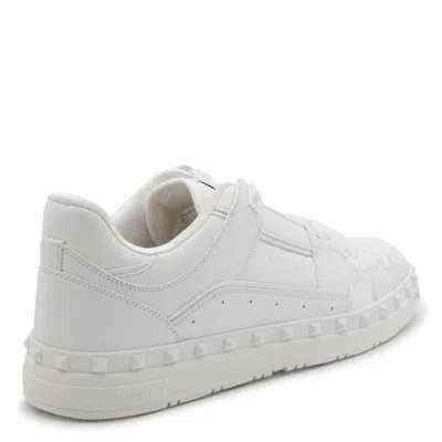 Valentino Garavani Premium Calf Leather Sneakers With Rockstud Detailing In White