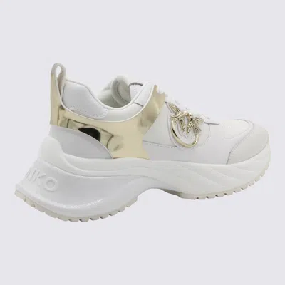 Pinko Leather Slip-on Sneakers With Metallic Accents In White