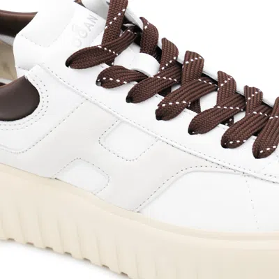 Hogan Striped Sneakers With Padded Collar And Contrasting Sole In Brown
