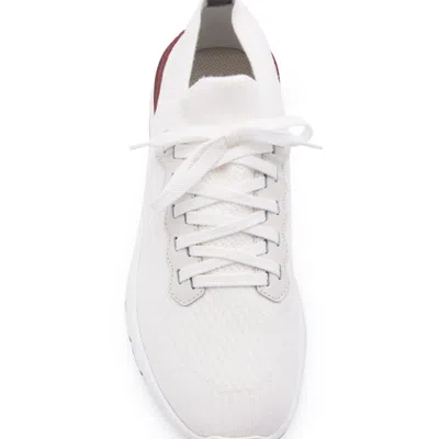 Brunello Cucinelli Cotton Knit And Semi-polished Calfskin Runner Sneakers Shoes In Neutral