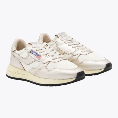 Autry White And Gold Leather Reelwind Sneakers In Multi