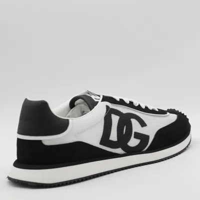 Dolce & Gabbana Low-top Mesh Sneakers With Suede Inserts In Black