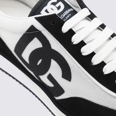 Dolce & Gabbana Low-top Mesh Sneakers With Suede Inserts In Black