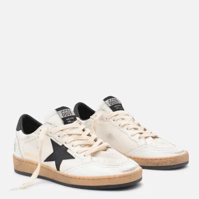 Golden Goose White And Black Leather Ball Star Low Sneakers In White