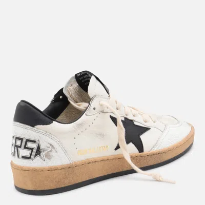 Golden Goose White And Black Leather Ball Star Low Sneakers In White