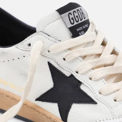 Golden Goose White And Black Leather Ball Star Low Sneakers In White