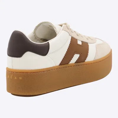 Hogan H681 Leather And Suede Platform Sneakers In Neutral