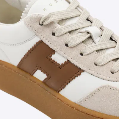 Hogan H681 Leather And Suede Platform Sneakers In Neutral