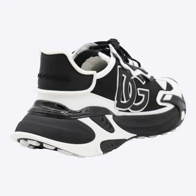 Dolce & Gabbana Panelled Leather Sneakers With Iconic Logo Patch In Black