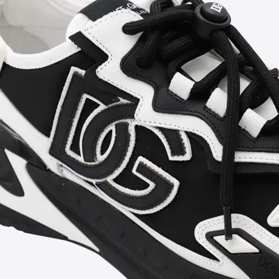 Dolce & Gabbana Panelled Leather Sneakers With Iconic Logo Patch In Black