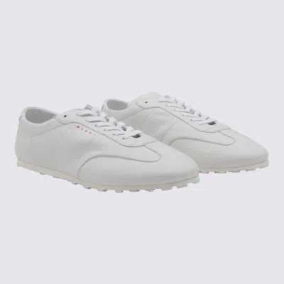 Marni Low-top Sneakers In Leather.round Toelace-up Fasteninglogo Patch At Tonguepanel Constructionchunky S In White