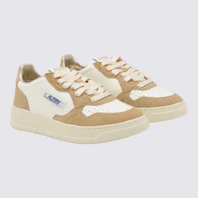Autry Sneakers Medalist Low In Avory And Gold Leather Glittered