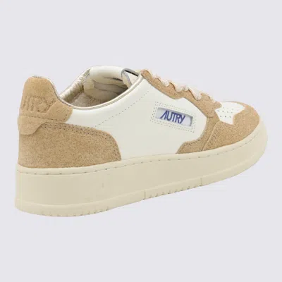 Autry Sneakers Medalist Low In Avory And Gold Leather Glittered