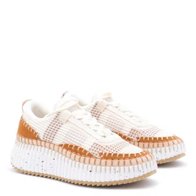 Chloé Nama Embroidered Suede And Recycled-mesh Sneakers