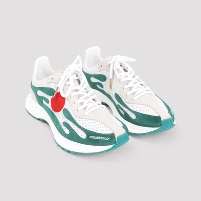 Casablanca Multicolour Sneakers With Green Suede Overlays In White