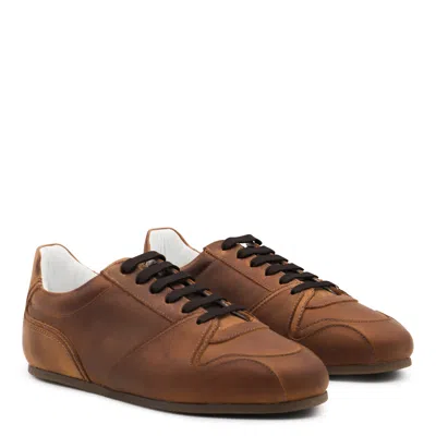 Moschino Low Top Sneakers Stitch Detailing In Brown
