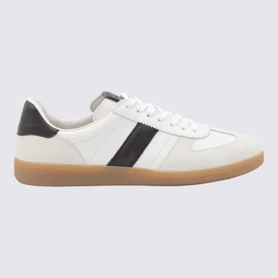 Tom Ford Archer White Low Top Sneakers With Logo Lettering On Tongue And Heel And Contrasting Heel In Leather In White