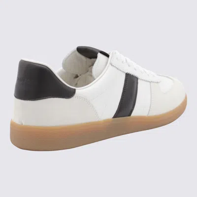 Tom Ford Archer White Low Top Sneakers With Logo Lettering On Tongue And Heel And Contrasting Heel In Leather In White