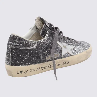 Golden Goose Silver And Black Leather Super Star Sneakers