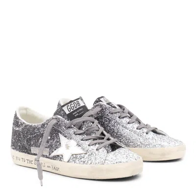 Golden Goose Super-star Classic With List Glitter Upper Toe Tongue And Heel Laminated Star Sneakers Grey In Silver