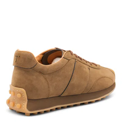 Tod's Low Top Sneakers With Rubber Sole And Suede Finish In Brown