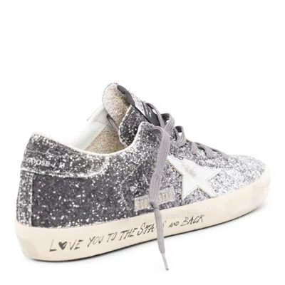 Golden Goose Super-star Classic With List Glitter Upper Toe Tongue And Heel Laminated Star Sneakers Grey In Silver