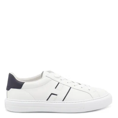 Hogan White Leather Sneakers With Logo Design And Rubber Sole