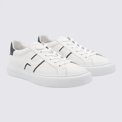 Hogan White Leather Sneakers With Logo Design And Rubber Sole