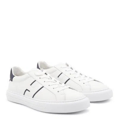 Hogan White Leather Sneakers With Logo Design And Rubber Sole
