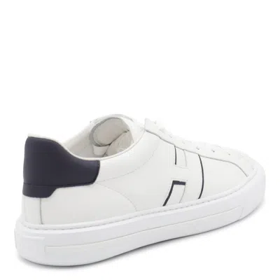 Hogan White Leather Sneakers With Logo Design And Rubber Sole