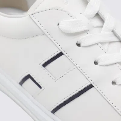 Hogan White Leather Sneakers With Logo Design And Rubber Sole