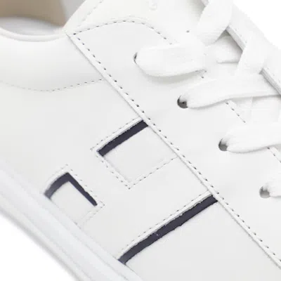Hogan White Leather Sneakers With Logo Design And Rubber Sole